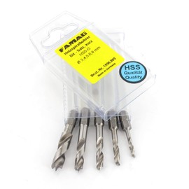 Short Brad Point Drill Set of 5 - Plstc Case