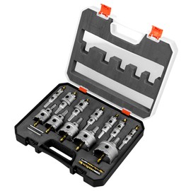 SALI 12pcs TCT Hole Saw Kit Tungsten Carbide Tipped Hole Saw Drill Bit with Titanium-Plated Pilot Drill bit for Metal, Stainless Steel, Iron, Wood, Plastic 9/16" - 2-1/8" 14mm+16mm+19mm+22mm