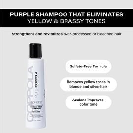 PETER COPPOLA Purple Shampoo for Blonde Hair - Sulfate-Free Eliminates Brassy Yellow Tones - Strengthens Processed and Dry Hair - Keratin Protein - For Daily Use (3 Fl Oz)