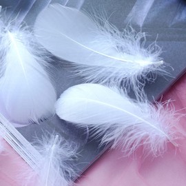 100Pcs White Natural Goose Feathers, 3-5Inch Centerpieces Feahers Bulk Colorful Feathers for DIY Hat Craft Wedding Christmas Party Home Decoration