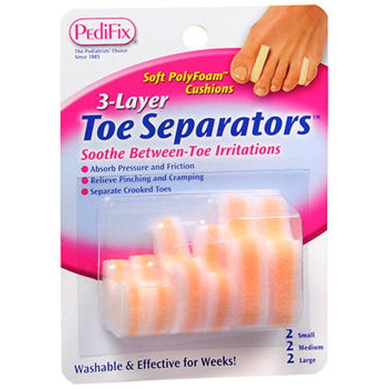 PediFix 3-Layer Toe Separators Small, Medium, Large 6 Each