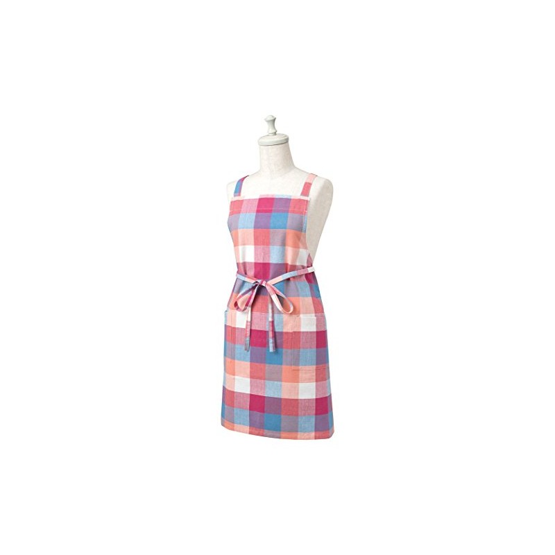 Lep 418901 Habituel Apron, Pink, Gingham Check, Length 28.7 inches
