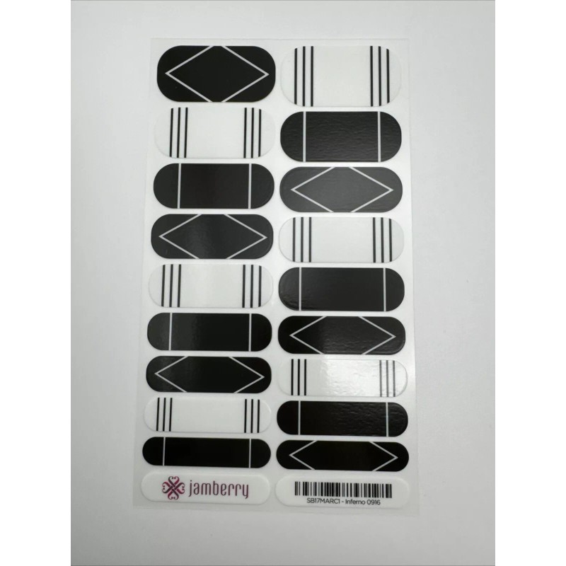 Jamberry Nail Wraps Inferno Full Sheet (black French Tip/ Mixed