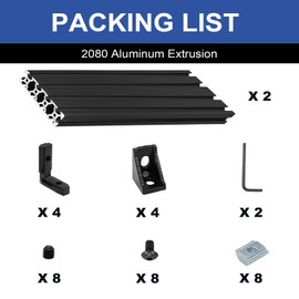 2Pack 2080 T Slot Aluminum Extrusion 400mm Black Extruded Aluminum Profile 20x80 T-Slotted Framing European Standard Anodized Linear Rail for 3D Printer Accessories Parts