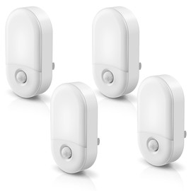 L LOHAS LED Motion Sensor Night Light, Motion Activated Night Light, 4Pack, 3000K Warm White, Night Lights Plug into Wall Motion Sensor, 30/60LM Adjustable Brightness, for Kids Adults Bathroom Kitchen