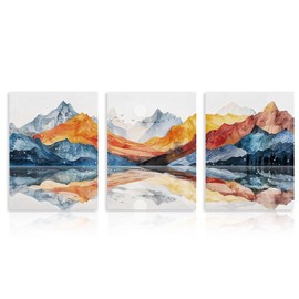 Dazzlewall 3Pcs Boho Watercolor Mountain Wall Art Decor, Modern Abstract Nature Wall Art Prints for Bedroom Office Living Room Decor 12x16 in Unframed