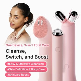 medicube Pink 3-in-1 Device & Skincare Set: Mini Booster Pro Plus Full Set, PDRN Jelly to Foam Cleanser and PDRN Booster Gel | Cleanse, Boost & Clear Pores for Radiant, Smooth Skin | Korean Device