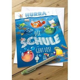 KE - First day of school card for children - card for the beginning of school - in DIN B6 format - folding card incl. envelope: Design: Underwater World