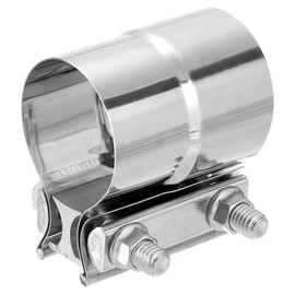 sourcing map 2-1/4" Exhaust Clamp, 304 Stainless Steel Butt Joint Band Clamp Sleeve Coupler Pipe Repair Clamp Universal Widening Clamp for 2-1/4" OD to 2-1/4" ID Exhaust Pipe Mufflers, Silver