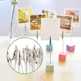 Pack of 50 Crocodile Clips Photo Holders Metal Photo Clips DIY Memo Clip Holder Stand Clips for Card Paper Pictures