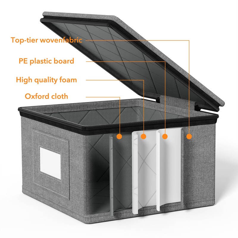 SpaceAid China Storage Containers 6 Pack, Stackable Hard Shell Quilted