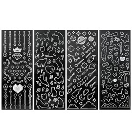 allydrew Colorful Decorative Stickers for Scrapbooking, DIY Crafts, Stationery, Diary, Card Making, 4 Sheets, Outline Cats, Royalty, Space, Butterflies