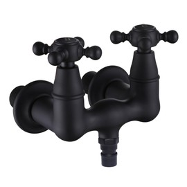 SUMERAIN Vintage Leg Tub Filler 3-3/8-Inch Center Wall Mount Tub Faucet, Cross Handle Matte Black