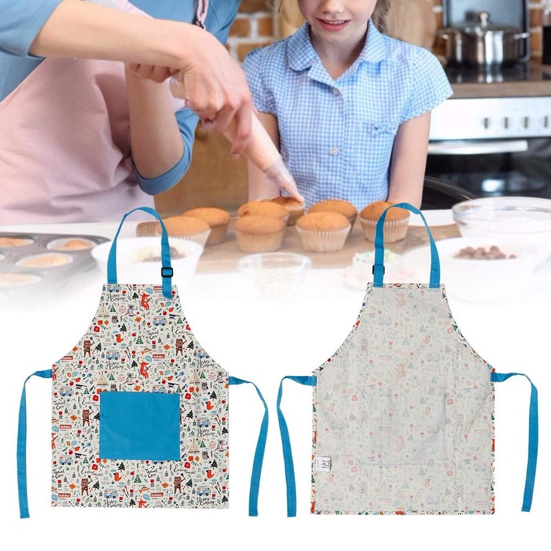 QANYEGN Kitchen Kids Apron, Kids Cotton Pocket Apron, Cute Children
