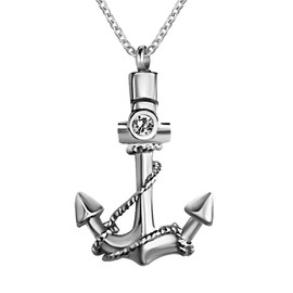 YQSLIN Urn Necklace for Ashes for Men Anchor Cremation Jewelry to Hold Ashes Memorial Keepsake Pendant for Women