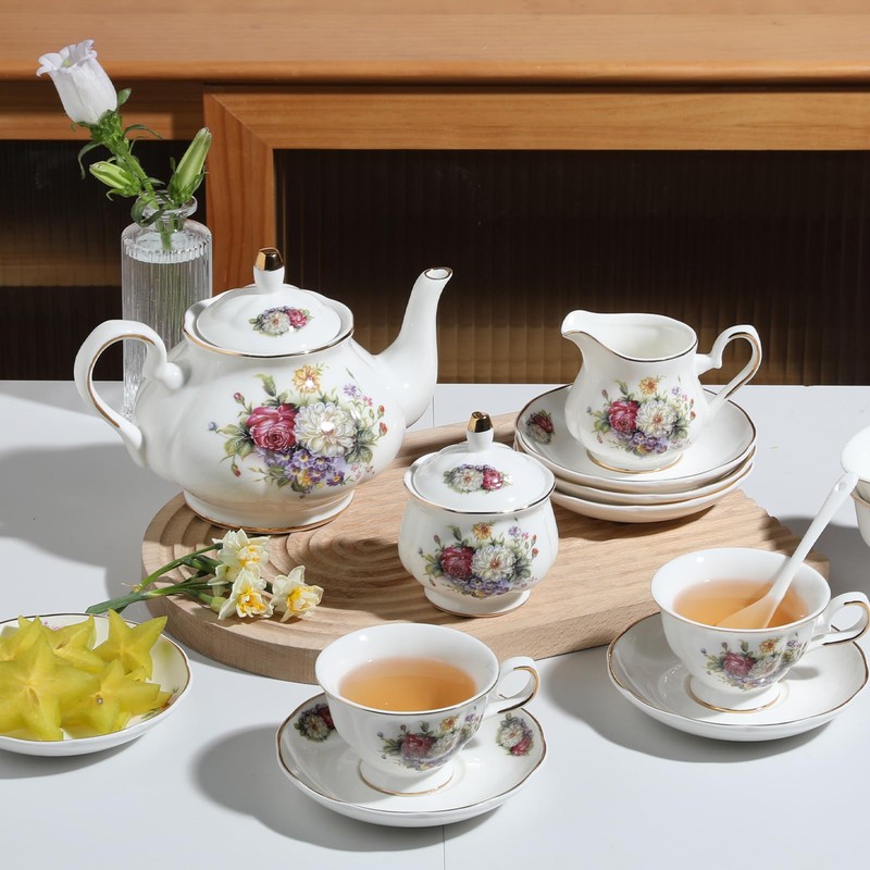 Sweejar Home Royal Ceramic Sugar and Creamer Set, 3 Piece
