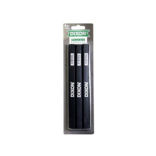 DIXON Industrial Carpenter Pencils, Medium, Black and Silver, 6-Pack, (14206)