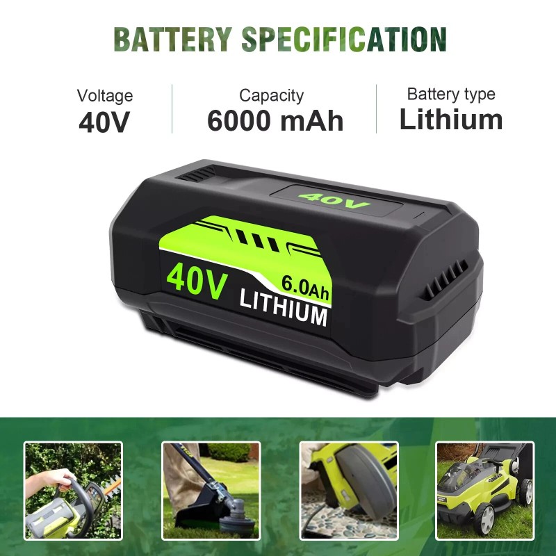 For RYOBI 40V 6.0Ah Battery For Ryobi 40 Volt Lithium