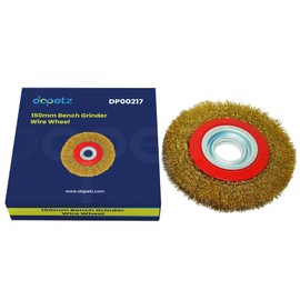 Dapetz® 150mm 6" Bench Grinder Wire Wheel – Brassed Crimped Bevel Brush with 10pcs Adaptor Rings for Angle Grinders, Cleaning, Derusting, and Surface Polishing