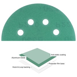 Kozelo 15pcs Green Film Sanding Discs - [5 Inch 220 Grits 8 Hole ] Round Aluminum Oxide Hook & Loop Wet Dry Sander Pads for Wood Metal Polishing Use| Zirconium Corundum Sandpaper