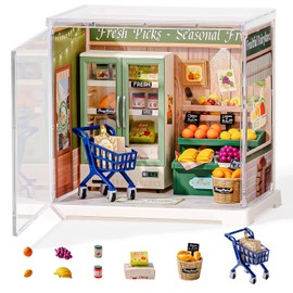 Rolife Super Creator Mini Series Fruits Shop, DIY Plastic Miniature Kits Retail Store Series, Mini Model House Building Set for Teens Aged 14+, DIY Crafts/Hobbies for Adults (Nature Energy Fruits)