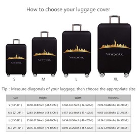 TRAVEL KIN Washable Travel Gear, Thickened Luggage Cover, 18/24/28/32 Inch Suitcase Spandex Protective Cover (M(22"-24" luggage), New York)