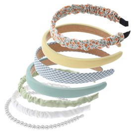 COMNICO Fashionable Headbands for Women, 7-Piece Non-Slip Girls Headband Set, Cute Fabric, Glittering, Multicoloured Hair Bands, Hair Accessories for Women, Girls, Children