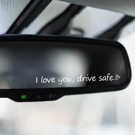AOZUO 3x "I love you, drive safe" Rear View Mirror Sticker, Rearview Mirror Decal with Heart Car Window Decals Self Affirmations Car Mirror Stickers for Women Water Bottle Laptop Accessories Gifts