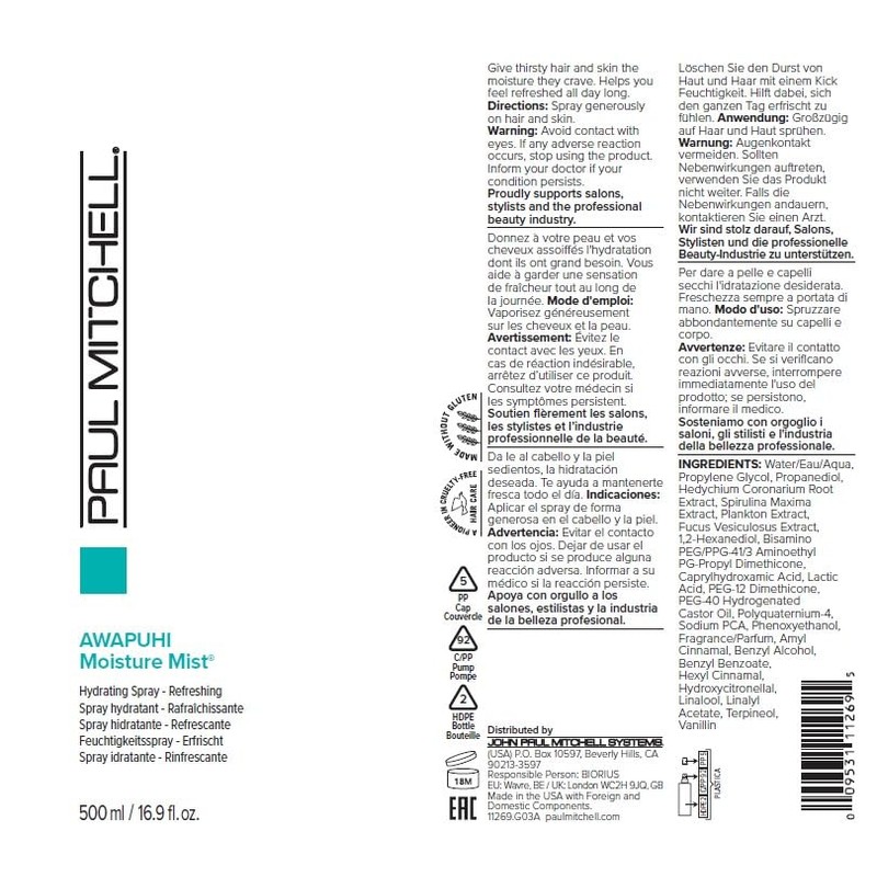 Paul Mitchell Awapuhi Moisture Mist, Hydrating Spray For Hair +