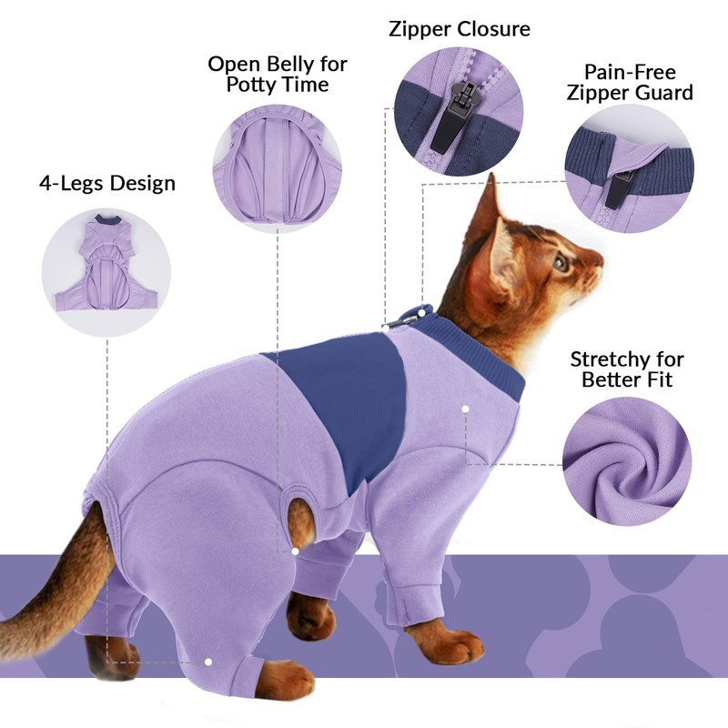 QBLEEV Cat Pajamas Clothes, Soft Cat Recovery Suit Onesie After