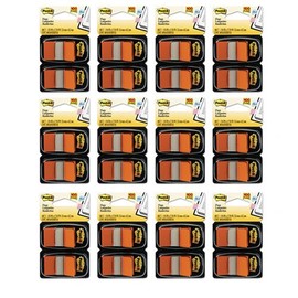Post-it Flags, 1 inch, Orange Two Dispensers of 50 Flags, 12 Pack (680-OE2)