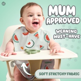 Nombear ® Sleeveless Baby Weaning Bib - Waterproof Baby Bibs 6-12 Months for Baby Led Weaning, Sleeveless Baby Feeding Bibs, Toddler Bib, Baby Food Bibs, Baby Apron, 1-Pack, Watermelons