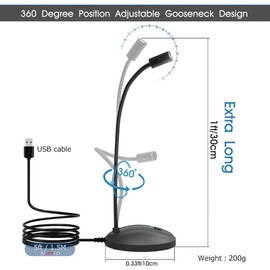 JOUNIVO JOUNIVO USB Microphone, 360 Degree Adjustable Gooseneck Design, Mute Button & LED Indicator, Noise-Canceling Technology, Plug & Play, Compatible with Windows & MacOS
