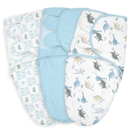Baby Swaddle Sleep Sack 3 Pack, Organic Cotton Newborn Swaddle Wraps for 0-3 Months, Adjustable Wings, Breathable Soft Swaddling Blankets for Infant B