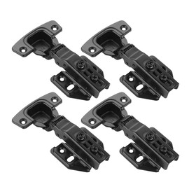 JQK Cabinet Hinges Black, 100 Degree Soft Closing Full Overlay Door Hinge for Frameless Cabinets, Stainless Steel Matte Black Finish, 4 Pack, CH100-PB-P4