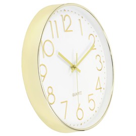 Lumuasky Gold Wall Clock 12 Inch Silent Non-Ticking Battery Operated Round Modern Clock for Living Room Bedroom Kitchen Home Office Decor