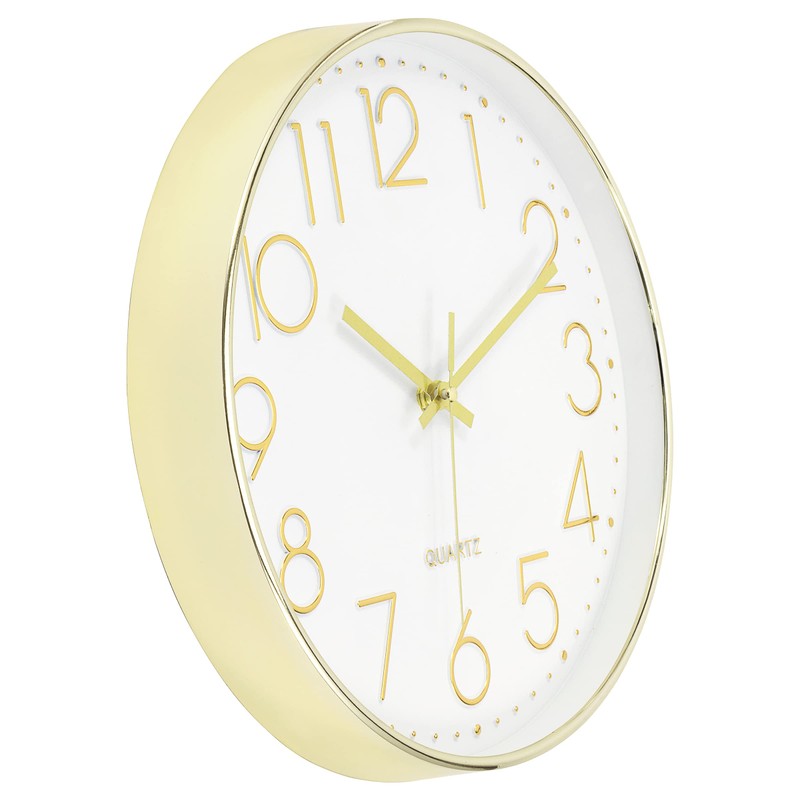 Lumuasky Gold Wall Clock 12 Inch Silent Non-Ticking Battery Operated