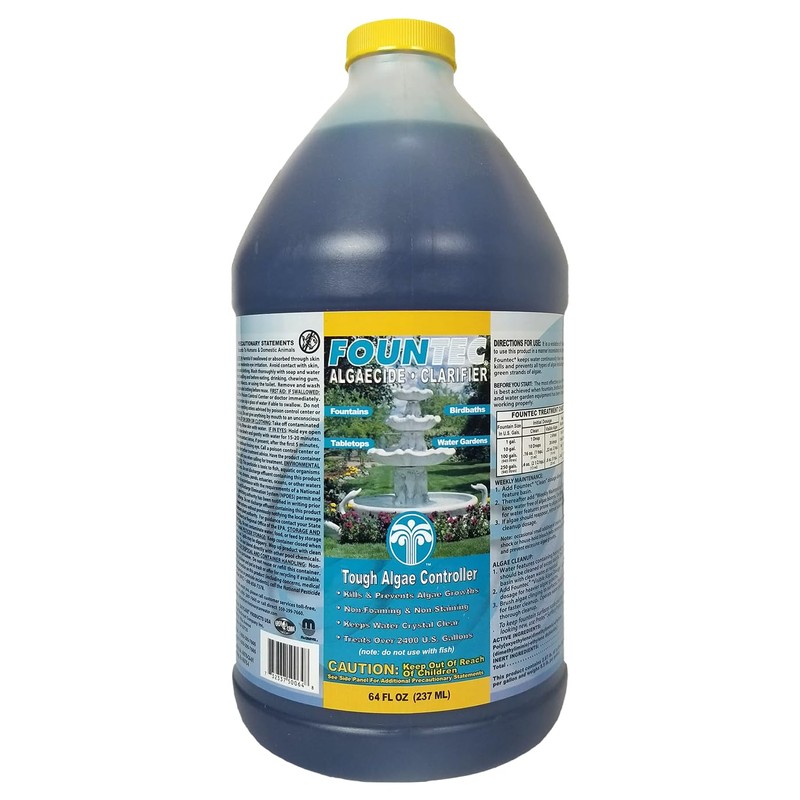EasyCare FounTec 50064 Algaecide and Clarifier, 64 oz. Bottle, No