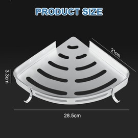 Aphromirel Shower Shelf No Drilling Shower Shelf Corner Pack of 2 Silver Aluminium Shower Shelf Bathroom Organiser with 4 Hooks for Bathroom Kitchen