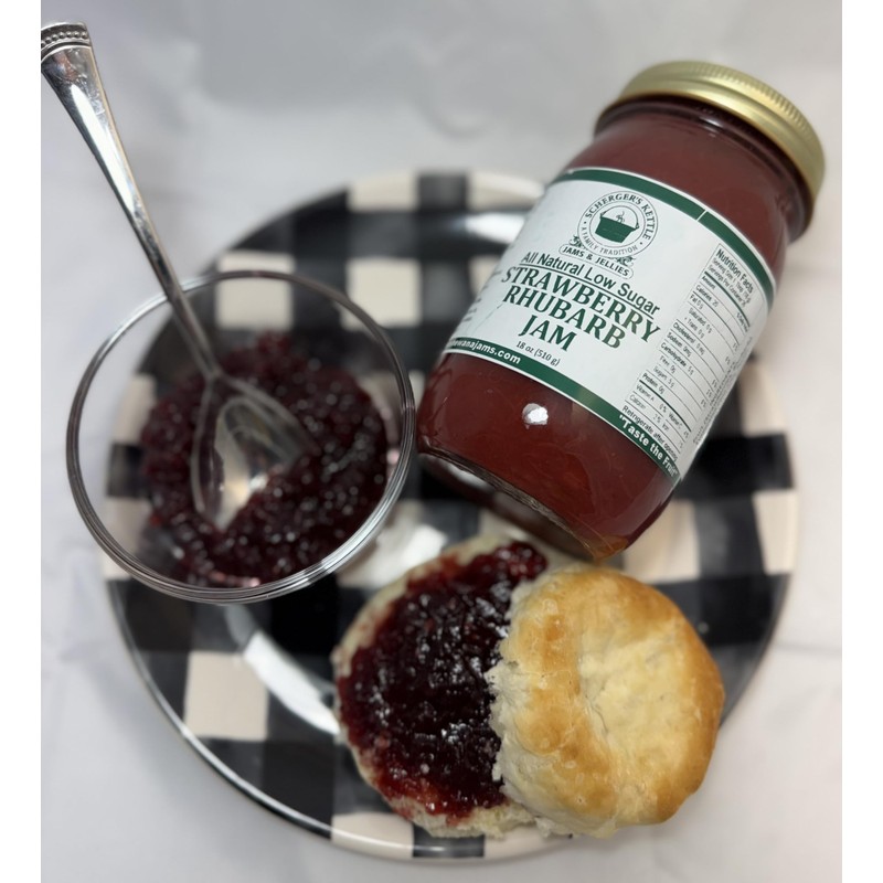 Strawberry Rhubarb Jam, All Natural/Low Sugar, 18 oz