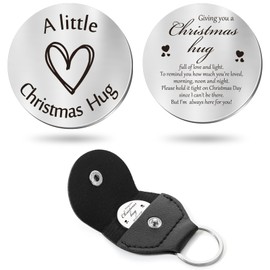 Sureio Pocket Hug Token Gift Long Distance Relationship Keepsake Inspirational Gift Keychain Christmas(Christmas Hug)