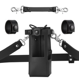 abcGoodefg - Correa y soporte para radio de bombero de piel, juego de funda de radio de piel con correa antibalanceo, protectores de cable compatibles con Motorola APX 6000/6000XE/8000/8000XE (negro)