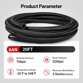EVIL ENERGY 6AN Fuel Line Kit with LS Swap Fuel Filter Regulator 58PSI 6AN CPE Hose Braided Fuel Line Fitting Kit 20FT