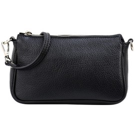 SH Leder Jennie G323 Genuine Leather Shoulder Bag Handbag Clutch Small Bag Evening Bag 23 x 13 cm, black
