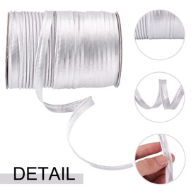 Pandahall Single Fold Bias Tape for Sewing 3/8 inch 109 Yards Hemming Ribbon for Seaming Binding Hemming Piping Quilting Silver
