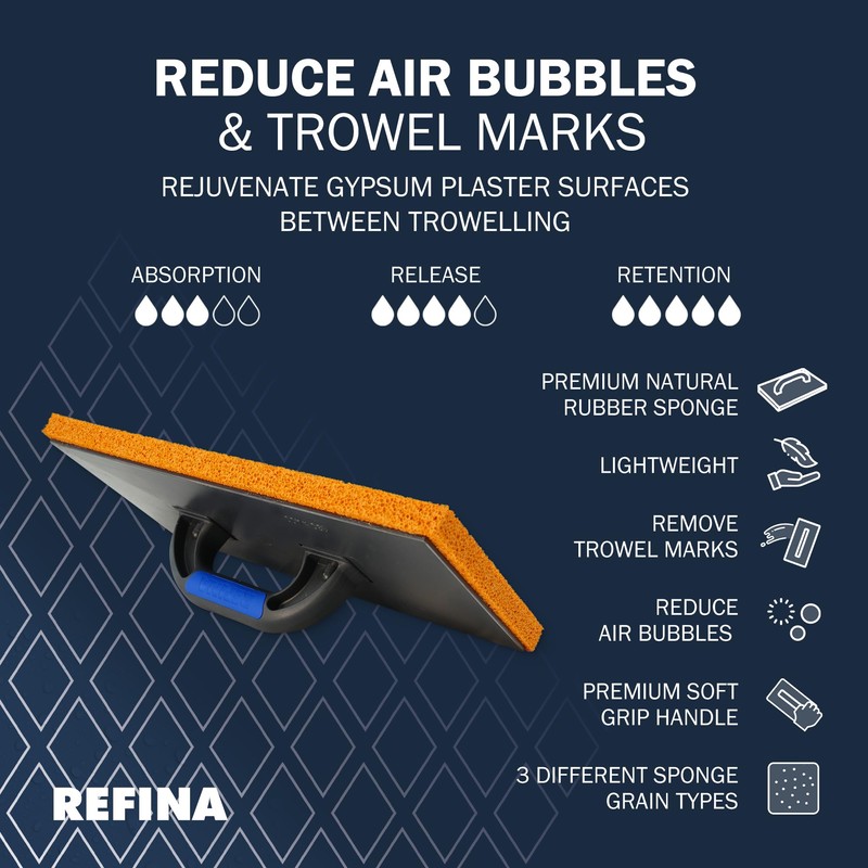 REFINA Medium Grain Rubber Sponge Float for Plastering, Rendering &