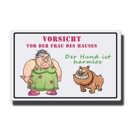 Metal Fridge Magnet Dog Funny with Saying 'Vorsicht Frau Decorative Magnet Dog Sayings Warning Sign Gift for Dog Lovers Fridge Magnetic Board