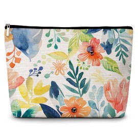 GREOXG Floral Makeup Bag, Small Travel Cosmetic Bag with Zipper, Cute Makeup Pouch Gift Ideas for Women Teen Girls Friends Mom Sisters Teacher Birthday Christmas Wedding Graduation-E33