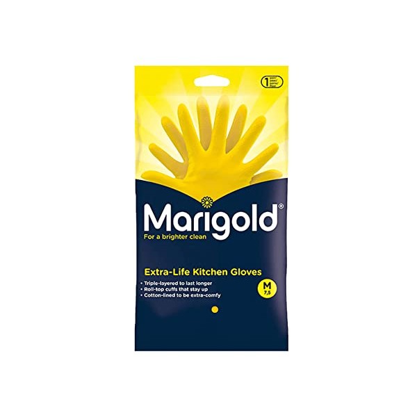 Marigold Unisex Marigold-el-gloves-medium-yl-1pk* MARIGOLD gloves Medium, Yellow, 2 Count Pack of 1 UK