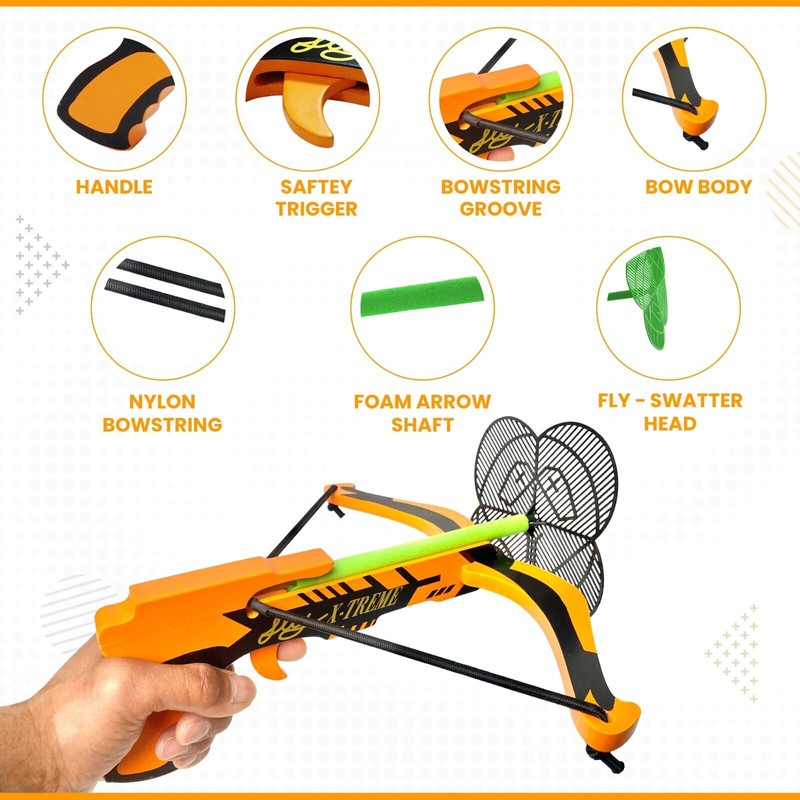 KHAMPA Wooden Crossbow Fly Killer Bug Fly Swatter Arrows Bug